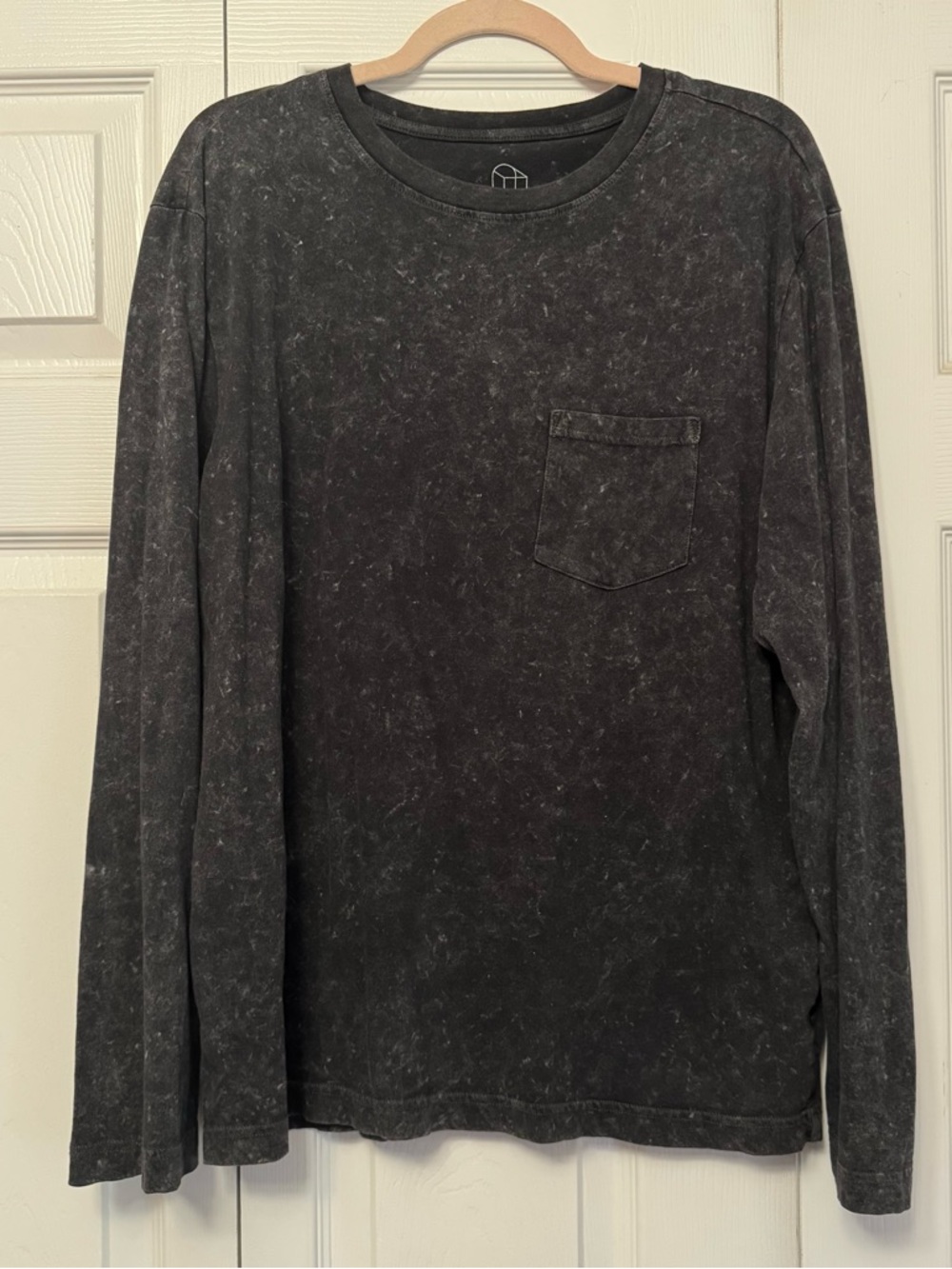 Original Use Black Mineral-Wash Long Sleeve Pocket Tee